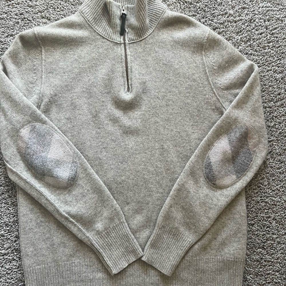 Burberry Gray Cashmere Zip Up Sweater
